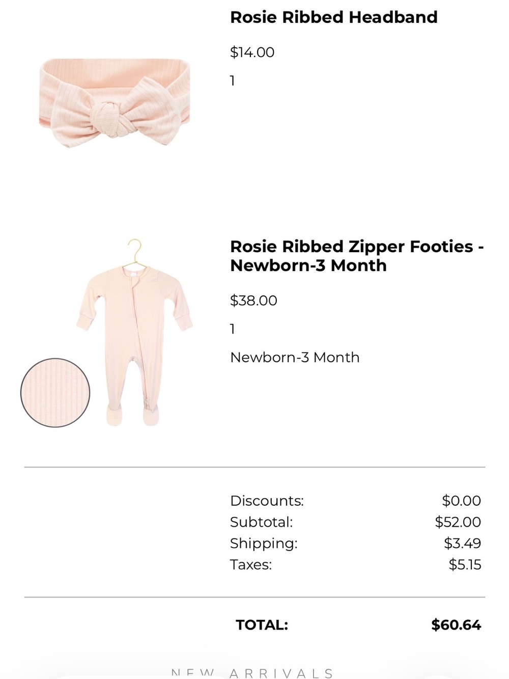 Lou Lou & Company Rosie Ribbed Zipper Footies - Pale Pink